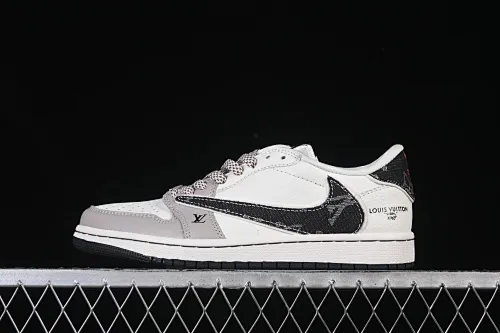 All categories Air Jordan Jordan series basketball shoes Air Jordan 1 Low High-end customized low-top sneakers Travis Scott x Fragment Design x Air Jordan 1 Low OG SP AJ1 Joe 1 LV joint beige denim low-top cultural casual sneakers JW1188-143